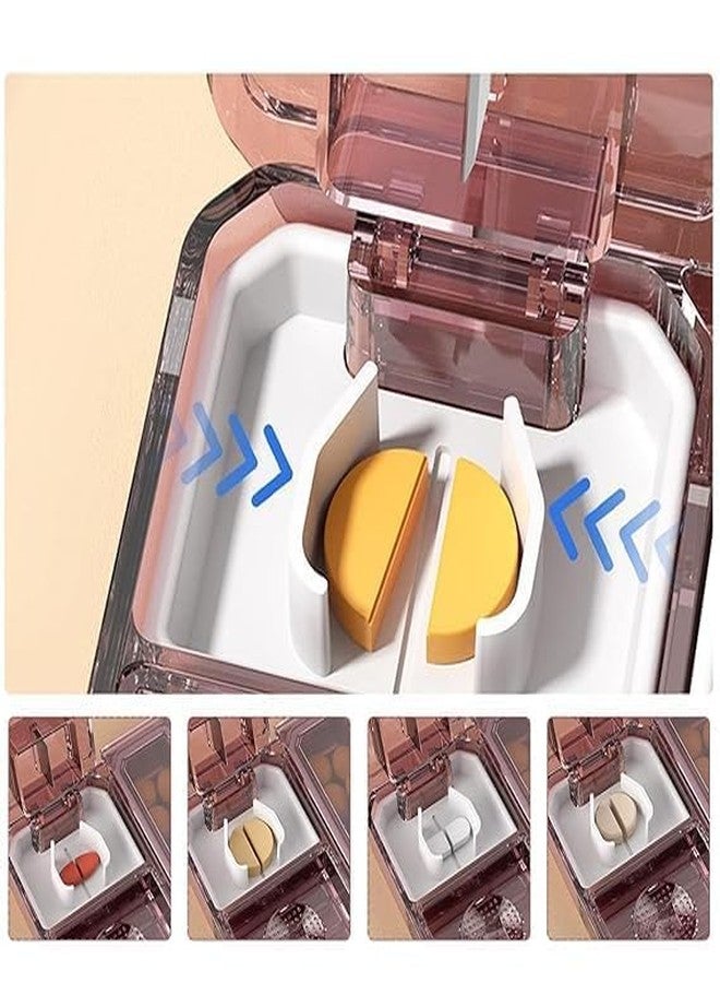 NETZILLA قاطعة أدوية NETZILLA للأقراص، قاطعة أقراص، طقم أدوية متعدد الوظائف 3 في 1، قاطعة أقراص يدوية، هارسة أقراص، علبة تخزين أقراص (متعددة الألوان) - Image 4